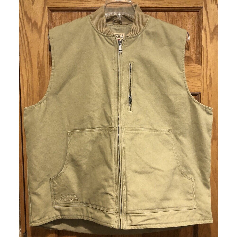 RedHead Workhorse Vest Men's 2XL Beige Khaki Quilted Lining Heavy Duty